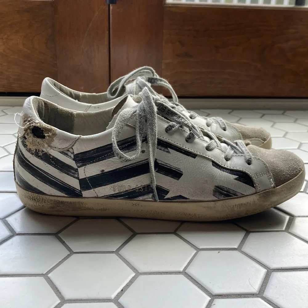 Golden Goose Striped Leather and Suede Sneakers - Picture 3 of 6